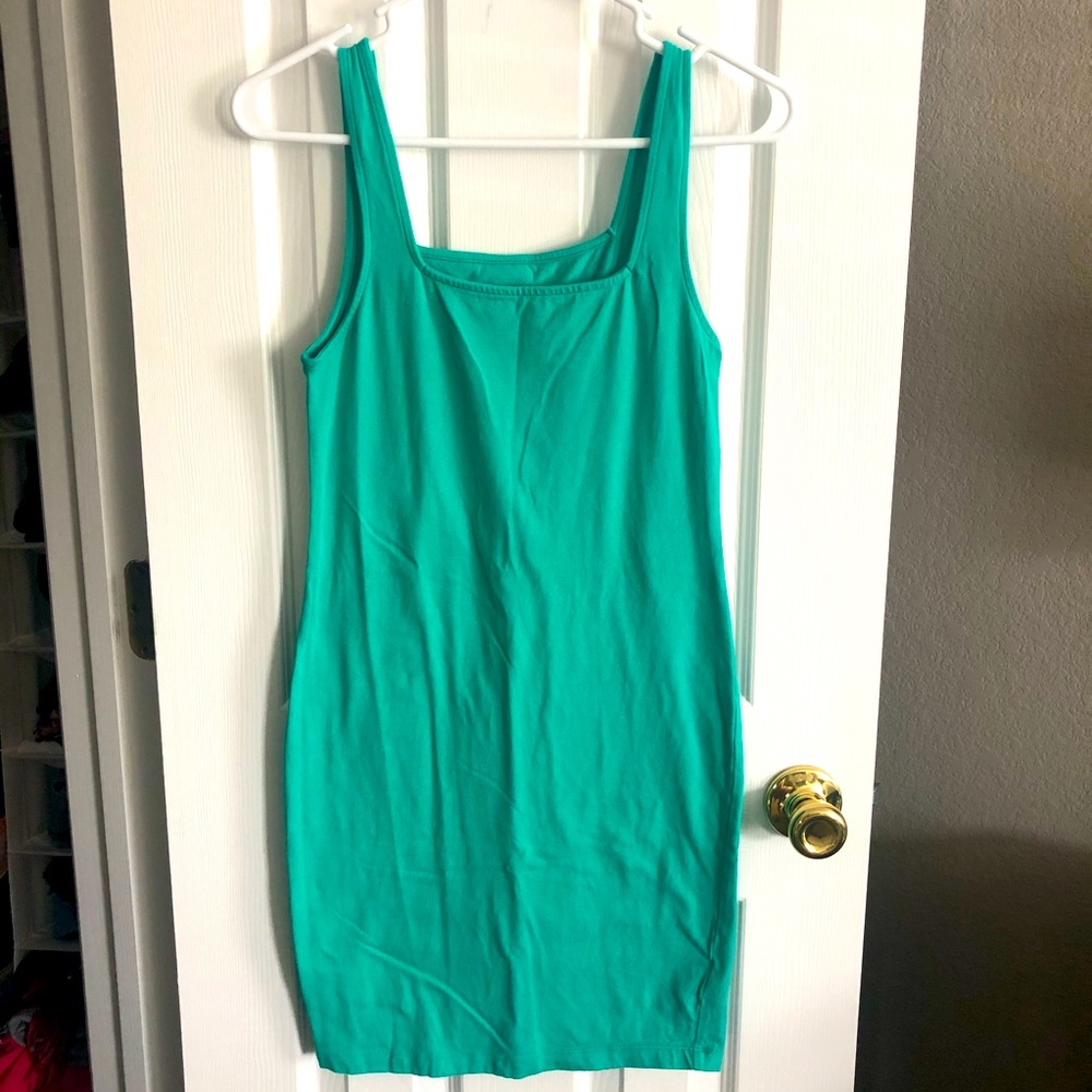 Green cotton mini dress
